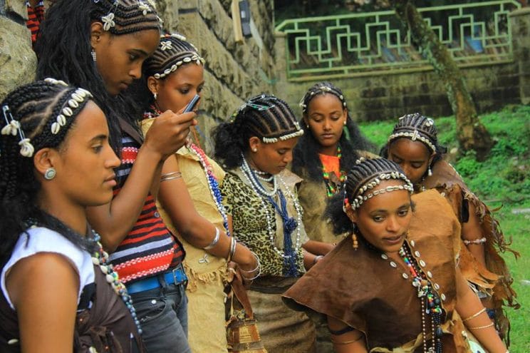 Hadiya Ethiopia: Girls wearing traditional clothing, hairdo, and beauty decorations Nov 2014